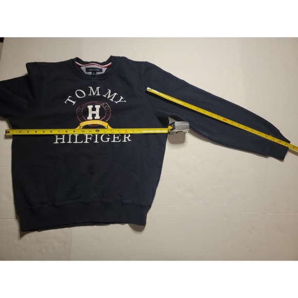 tommy Hilfiger large Logo Navy Blue Long Sleeve Crew Neck Sweater Size S - Picture 3 of 6